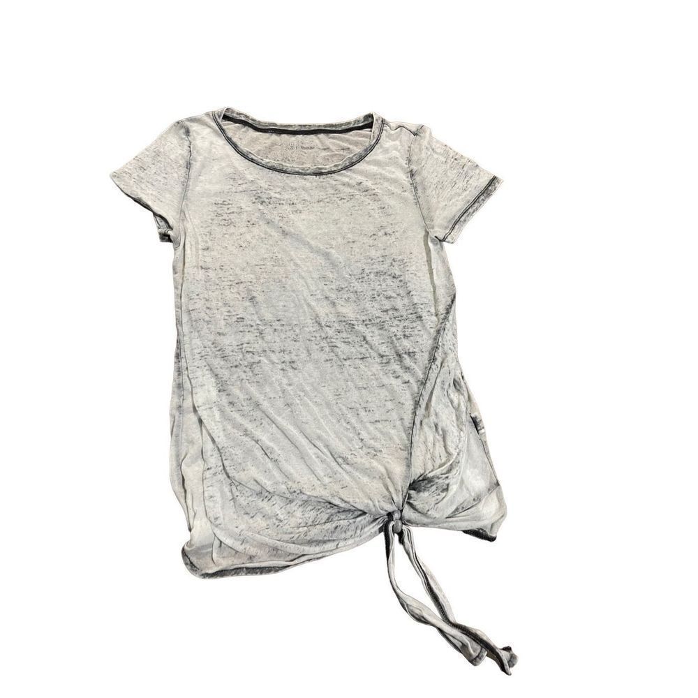 Susina Burnout Tie Front T-Shirt light‎ gray sheer shirt XS